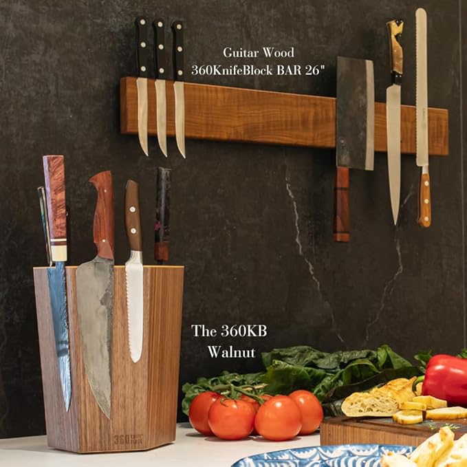 360KnifeBlock® - The 360KB™ (Black) ROTATING Magnetic Knife Block 10" tall SeriousEats/Food&Wine/ATK BEST Universal Knife Block - handmade in Washington