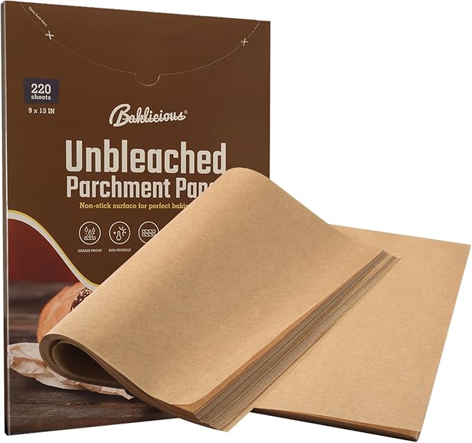 Baklicious 9x13inch 220pcs Unbleached Pre-cut Heavy Duty Parchment Baking Sheets