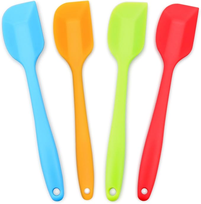4-Piece Silicone Spatula Set with Stainless Steel Core, Small, Multicolor