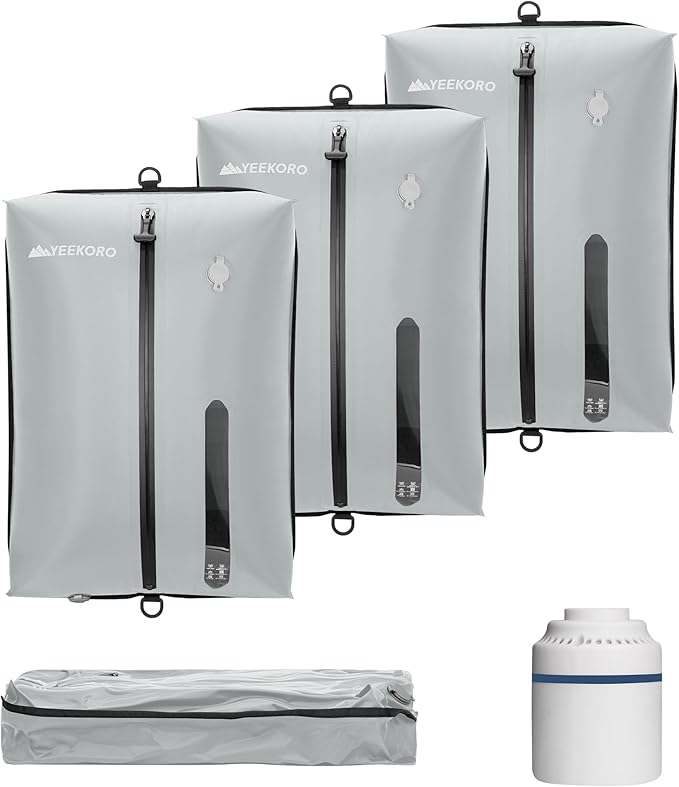 YEEKORO Vacuum Bag for Travel, Professional IPX8 Waterproof Reusable Vacuum Compression Bags for Travel Suitcases, Durable Space Saver Bag(3 PACK,With Pump)