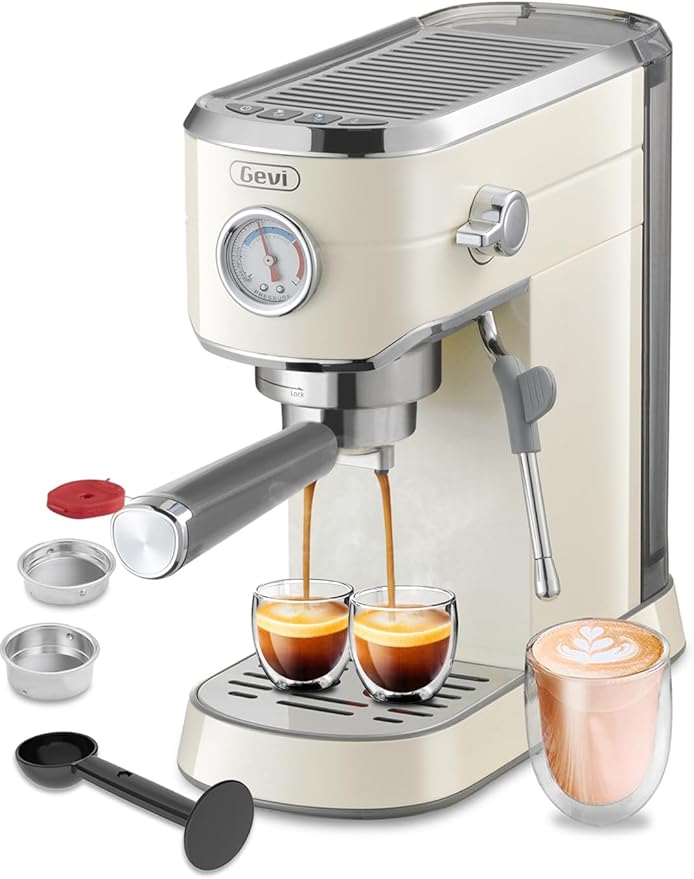 Gevi 20Bar Espresso Machine,Compact Coffee Maker with Adjustable Steam Wand