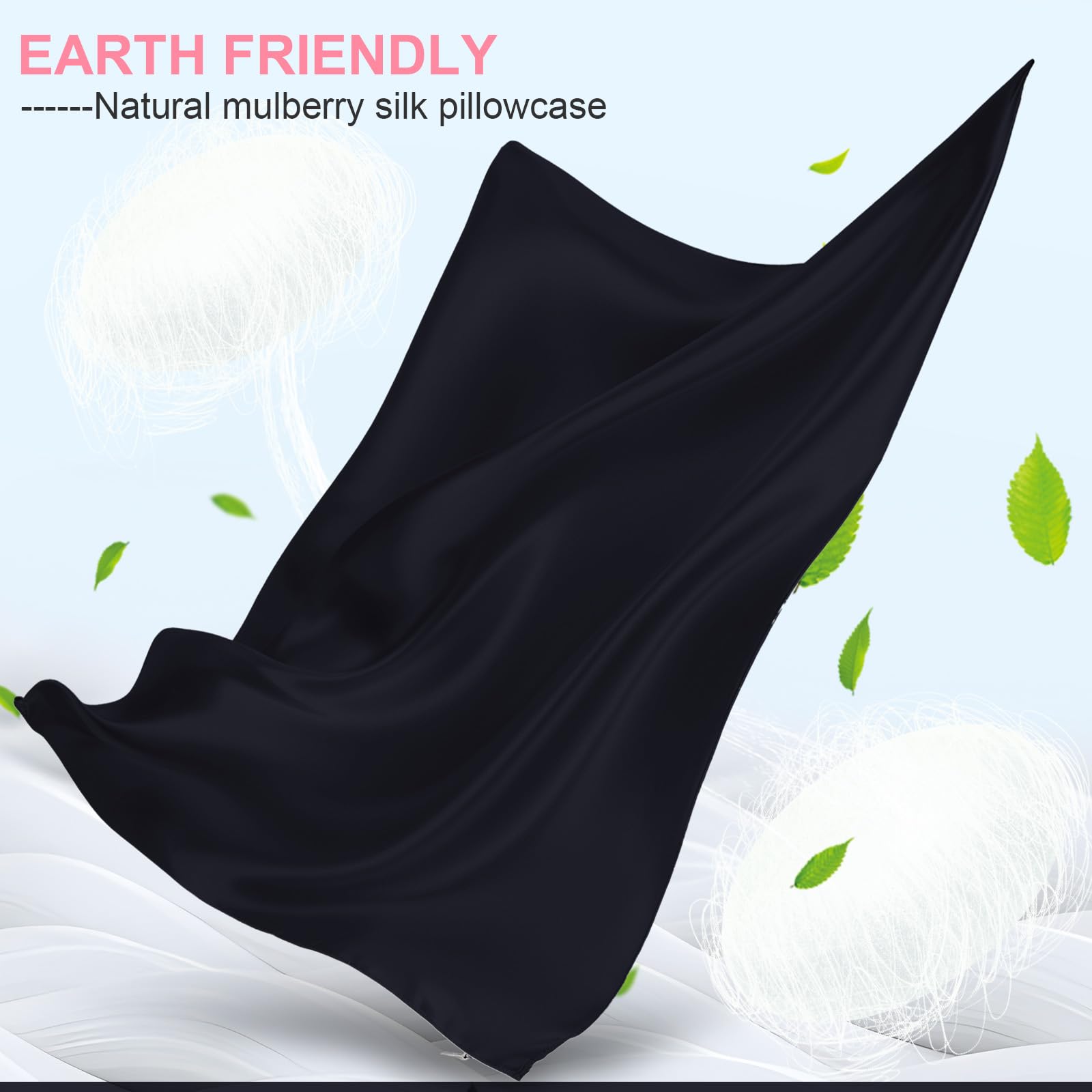 LYSHIN Silk Pillow Cases King Size with Hidden Zipper, Navy Blue