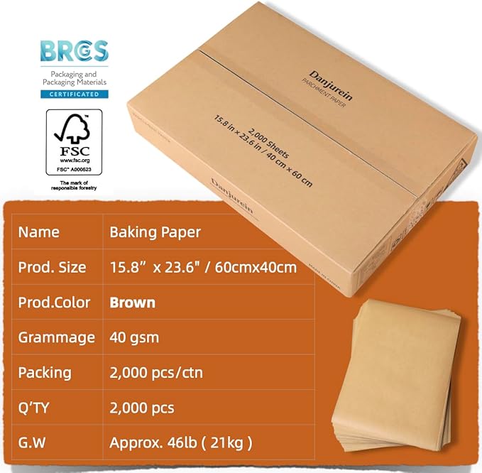 16x24" 2000 Bulk Sheets Commercial Baking Parchment Paper Industrial Grade