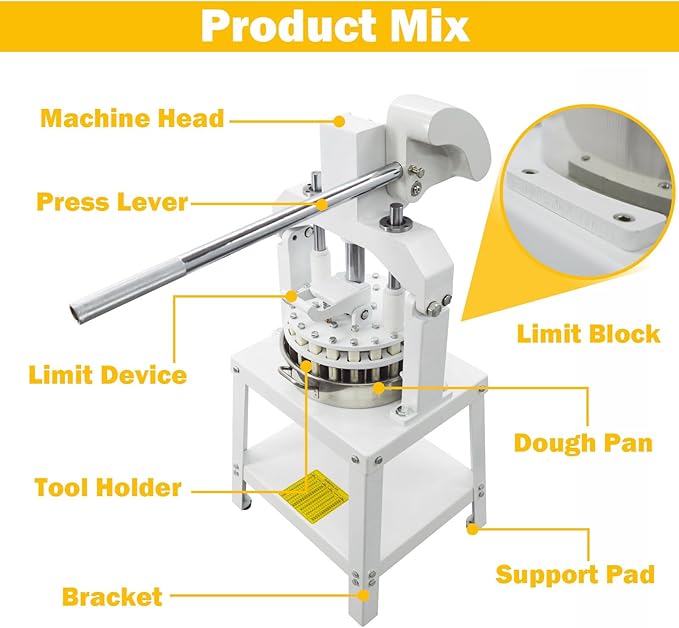 TECHTONGDA Commercial Dough Divider Rounder Machine Manual 24PCS Dough Cutter Hand Press Bread Bakery Dough Dividing Machine