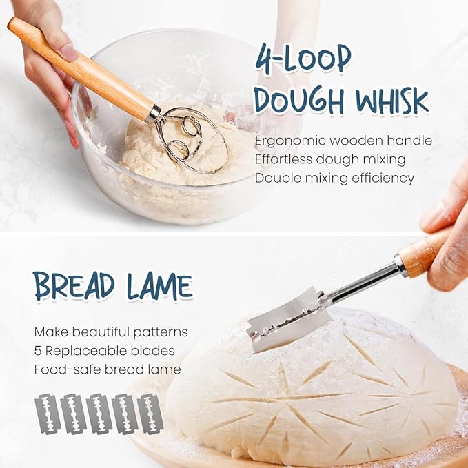 Rorecay Sourdough Starter Kit with Banneton Bread Proofing Baskets