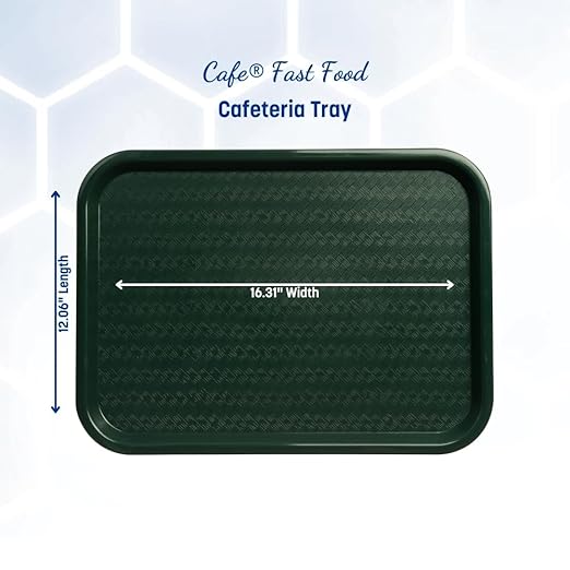 Carlisle FoodService Products Café Cafeteria Tray, Fast Food Tray for Restaurant or Commercial Use, 12" x 16", 24 Count, Forest Green