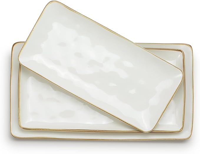Famiware Serving Platters Set of 3 Sizes - Rectangular, Vanilla White