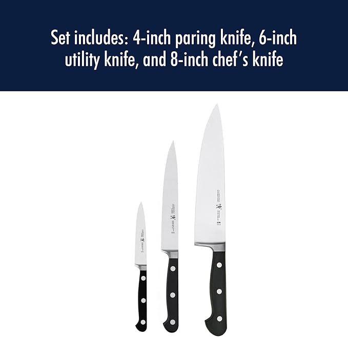 HENCKELS Classic 3-Pc Starter Chef Knife Set, Razor-Sharp German Engineered