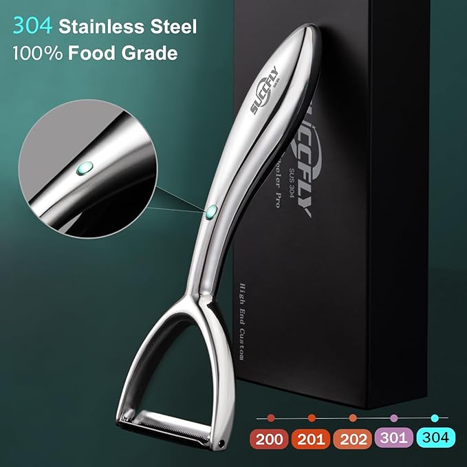 SUCCFLY Vegetable Peeler Stainless Steel, Premium Potato Peeler for Kitchen