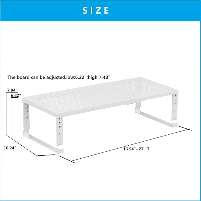 Wobmmi Expandable,Adjustable & Stackable Spice Rack, Cabinet Kitchen Countertop Shelf Organizer,Metal Pantry Storage Shelves - Space-Saving Storage Solution(1Pack/White/Large)