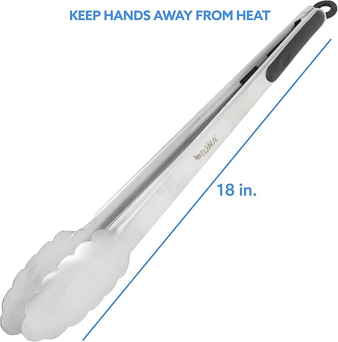 Kona 17-in Stainless Steel Locking Grill Tongs, Heavy-Duty, Set of 2