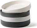 famiware Star 8.25" Pasta Bowls Set of 4, Bowl Plate, Dark Charcoal & White