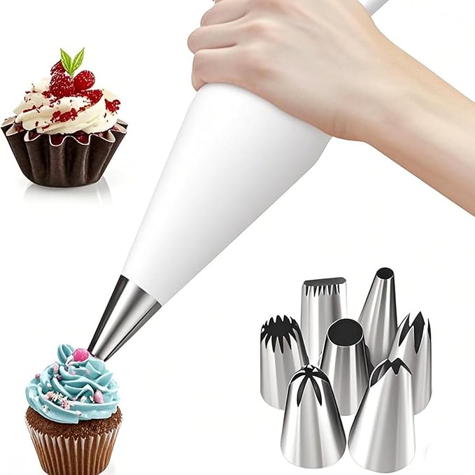 Reusable Piping Bags and Tips Set - 16inch Pastry Bags for Cake Decorating, Cupcakes, Cookies | Durable Cotton Exterior, Easy to Clean, Eco-Friendly Baking Kit for Home Bakers & Chefs(14)