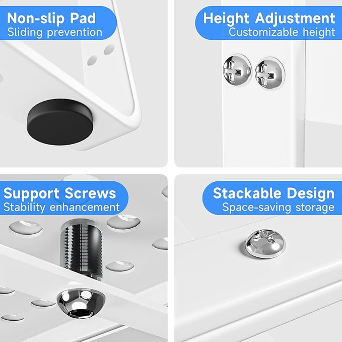 KIKIBRO Expandable Kitchen Shelf Organizers, Kitchen Cabinet Organizer Stand Rack Organization for Countertop Cupborad Pantry, White 2 Pack