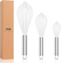 OYV White Silicone Whisk Set of 3, 8/10/12 Inch, Non-Scratch