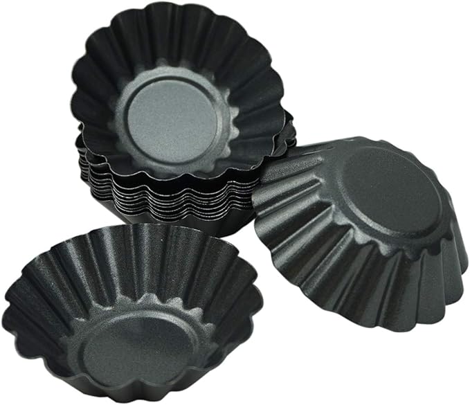 Proshopping 12 Pack Egg Tart Pan, Small Nonstick Carbon Steel Tartlet Tins