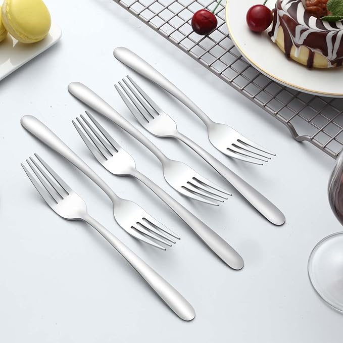 Gymdin 24 Pieces Dinner Forks, Forks Silverware(8 inches), Food Grade Stainless Steel Flatware Forks, Mirror Polished & Dishwasher Safe, Using for Home, Restaurant or Kitchen