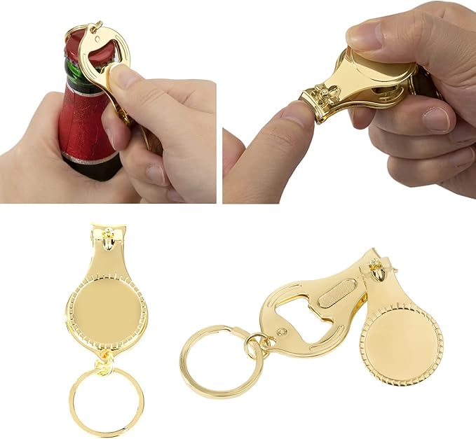 80pcs Personalized 4 in 1 Multi Function Bottle Opener, Nail Clipper, Wedding Favors Brewery, Private Customized, Gold, Multitool Gifts for Men