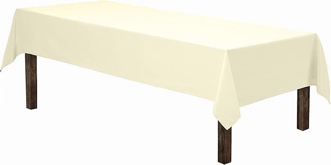 Gee Di Moda Rectangle Tablecloth - 60 x 102 Inch Ivory Table Cloth for 6 Foot Rectangle Tables - Heavy Duty Washable Fabric - for Holiday Party, Dinner, Weddings, Baby Shower & Events
