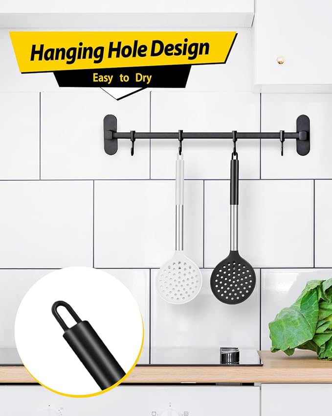 BUNDLEPRO Kitchen Ladle Strainer, 2 Pack, Black-White