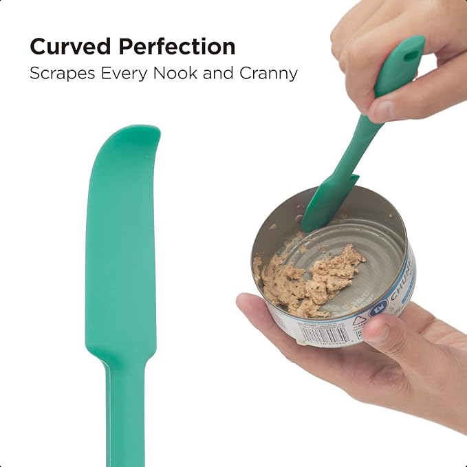 Kitchen Mama WaltzGrip Platinum Silicone Jar & Can Spatula Set, Teal