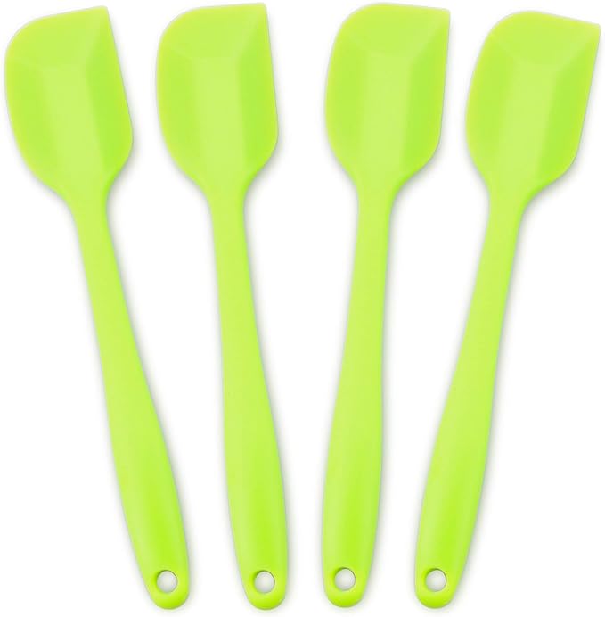 4-Piece Silicone Spatula Set with Stainless Steel Core, Green