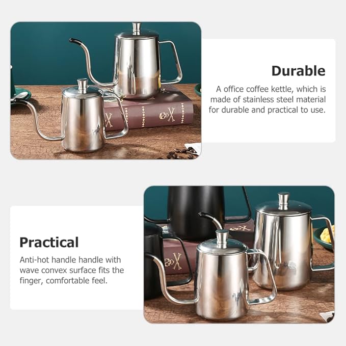 Gooseneck Kettle 600ML Metal Coffee Kettle, Coffee Thin Spout, Gooseneck Pitcher, Narrow Spout Pot, Dripper Stainless Steel Water Bottle