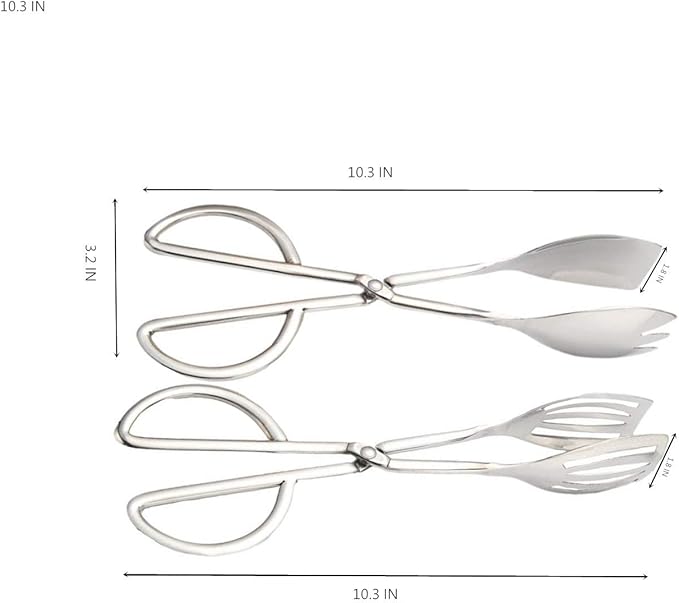 2-PACK Salad Tongs for Serving Buffet Party Catering with Stainless Steel Cooking Kitchen Tongs 10.3"