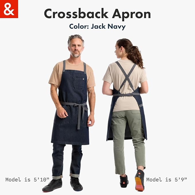 hedley & bennett Crossback Chef Apron, Pockets & Towel Loop, Jack Navy