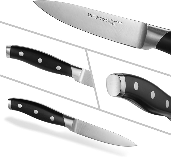 linoroso 3.5 Inch Paring Knife, Sharp Forged German Stainless Steel Kitchen Knife, Full Tang Small Fruit Knife with Ergonomic Handle, Premium Classic Series with Elegant Gift Box