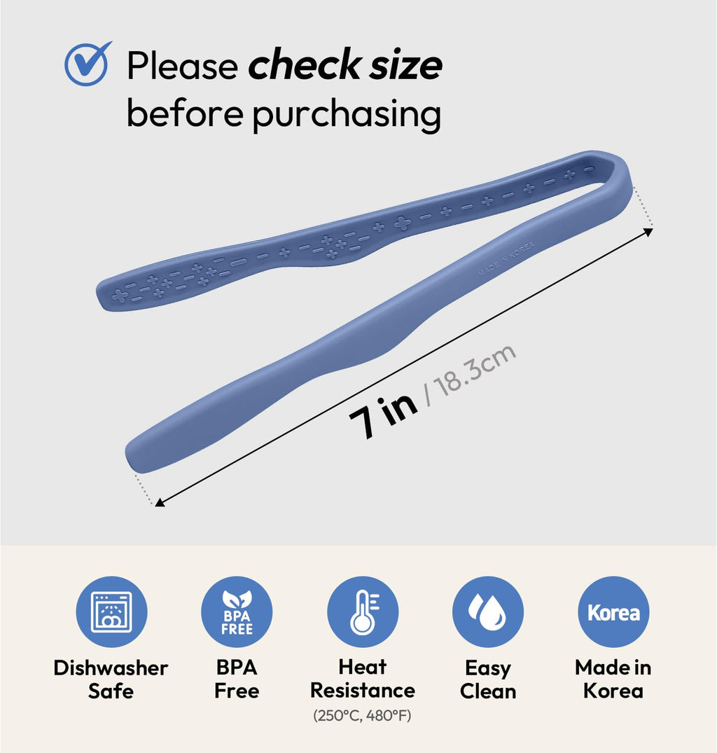Carrotez Mini Silicone Toaster Tongs, 7 inches, 1 Pack, Blue