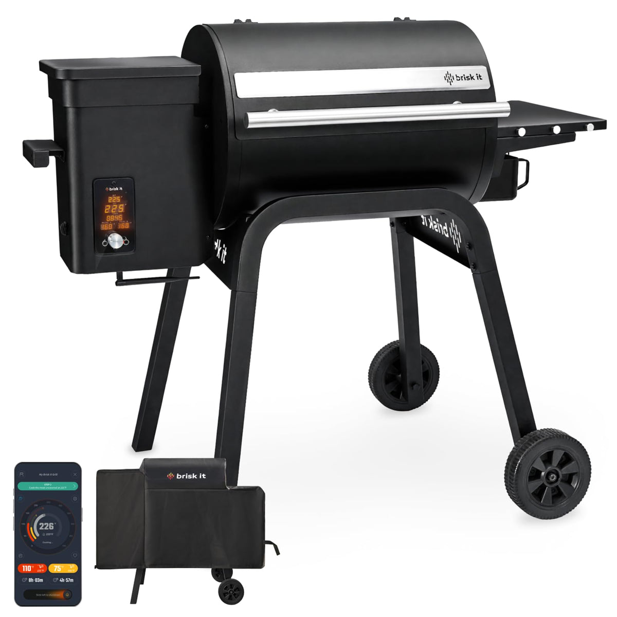 Brisk It Zelos-450 Wood Pellet Grill & Smoker, 450 Sq In, WiFi and A.I.
