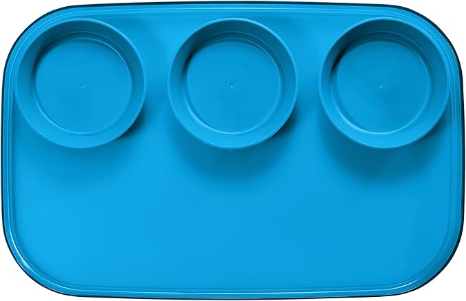 madesmart dipware 3 Bowl Serving Tray, Stackable & Removable Dip Bowls for Charcuterie, Guacomole, Snacks, Veggies, Premium Dishwasher & Microwave Safe, Multipurpose Plate & Bowl, Ocean