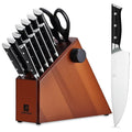 15-Piece Kitchen Knife Set with Block and Built-in Sharpener, High Carbon Stainless Steel Knives with Acacia Wood Block, Ergonomic Anti-Slip Handles, Dishwasher Safe for Home Cooking and Chefs