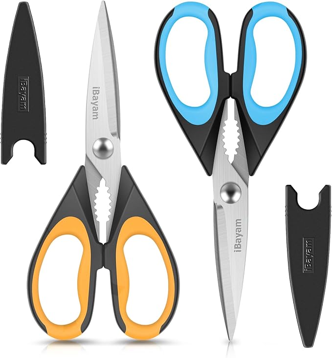 Kitchen Scissors, iBayam 2-Pack 8.7" Kitchen Shears Heavy Duty All Purpose