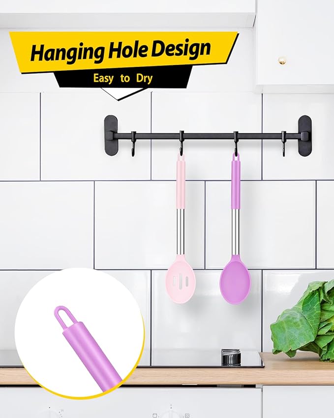 BUNDLEPRO Silicone Cooking Spoons for Non Stick Cookware, 2 Pack