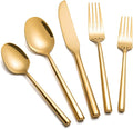 Kelenfer Gold Silverware Set 60 Pieces Hexagon Handle Service for 12