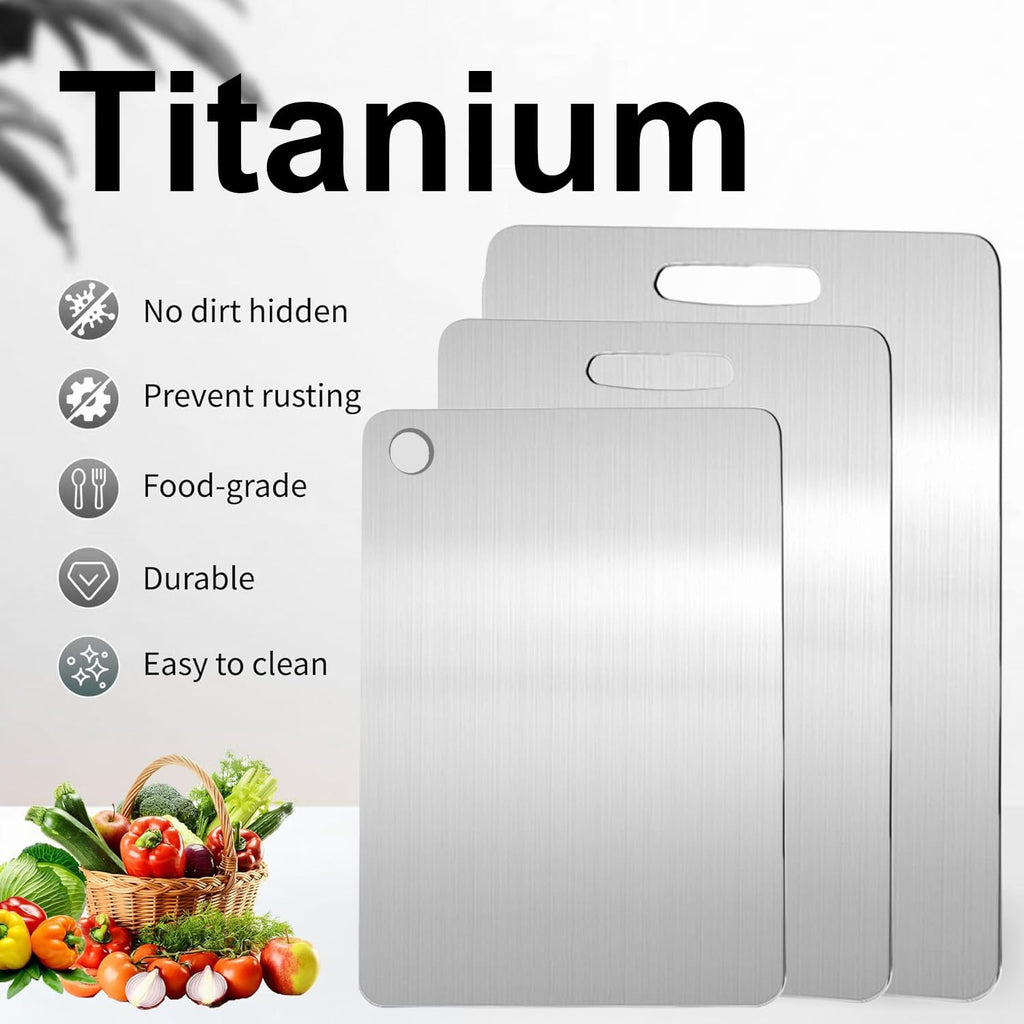 Katori Titanium Cutting Board,100% Pure Titanium Cutting Boards for Kitchen Non Toxic,Double Sided Dishwasher Safe Cutting Board for Meat,Fruits and Vegetables,Easy To Clean(1PC-L:15.35 * 11.02)