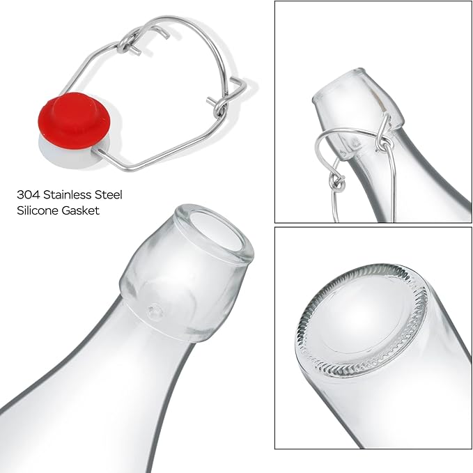 ZEBEIYU 12 Pack 8.5 oz swing top glass bottles,flip top glass bottle with airtight lid for home brewing,kombucha,kefir,vanilla extract,beer,oil,vinegar,homemade juices,soda,beverages,2nd fermentation