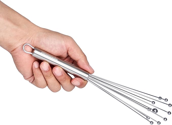 Restaurantware 10.5 in Stainless Steel Ball Whisk - 24 Pack - German Standard Egg Beater with Ergonomic Handle, Dishwasher Safe - Manual Mixer Cooking Whisk for Baking, Stirring, Sauces, Beating