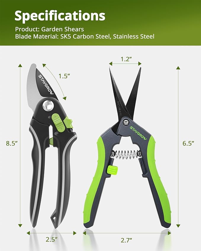 STAYGROW Gardening Scissors, Sharp Plant Trimming Scissors 2 Pack