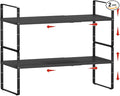 jkxoo 2Pcs Expandable Cabinet Countertop Shelves, 16.5''-27''L, Black