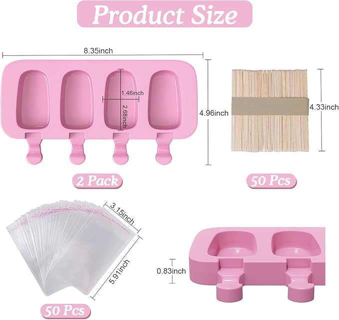 Ozera 2 Pack Popsicles Molds, Cake Pop Molds, Pink