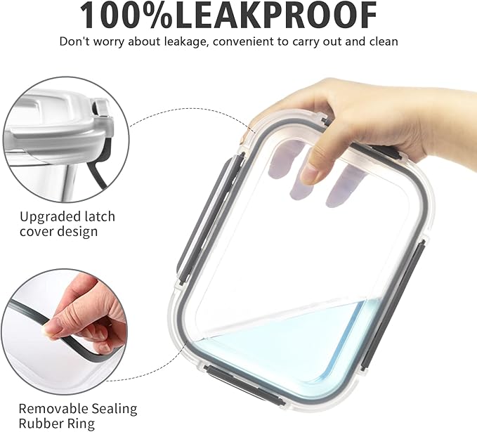 S SALIENT 24 Pieces Glass Food Storage Containers with Lids,Glass Meal Prep Containers Set with Locking Lid,Airtight Glass Lunch Container for Kitchen,BPA Free(12 Lids & 12 Containers)