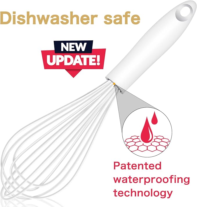 OYV White Silicone Whisk Set of 3, 8/10/12 Inch, Heat Resistant 480°F