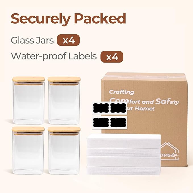 ComSaf Glass Storage Containers With Lids 1.8 Qt, 3 Pack Pantry Organizers