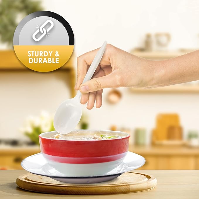 PAMI Medium Weight Disposable Plastic Soup Spoons,White,Bulk Pack,1000 Ct
