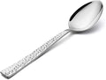 E-far Teaspoon Set of 12, 6.7 Inch Hammered Stainless Steel Spoons for Kitchen or Restaurant, Non-toxic & Mirror Polished, Squared Edge & Dishwasher Safe