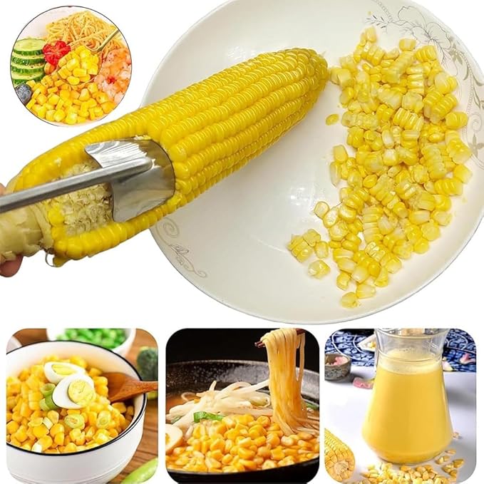 AchNau Corn Peeler for Corn on the Cob,Long Handle Stainless Steel Corn Cob Stripper Tool,Corn Kernel Remover Tool for Home Kitchen (Peeler)