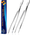 JETKONG 2 Pcs 12-Inch Kitchen Tweezers Fine Tweezer Tongs, Extra-Long Stainless Steel Cooking Tweezers (Silver)